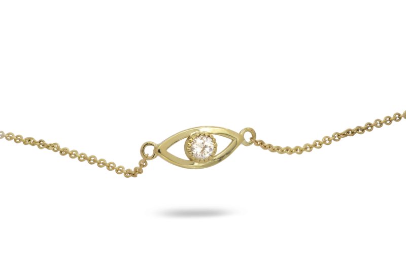 צמיד עין משובץ יהלום לבן