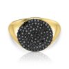 טבעת חותם משובצת יהלומים שחורים