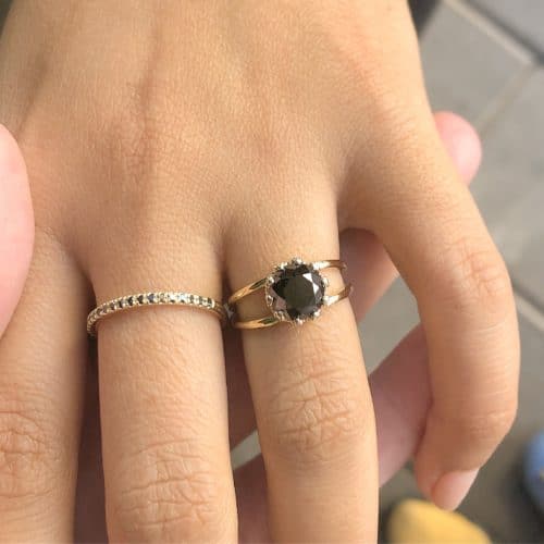 טבעת כתר יהלום שחור 2 קארט