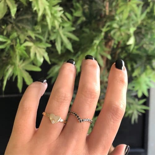 טבעת לב משובצת יהלום לבן