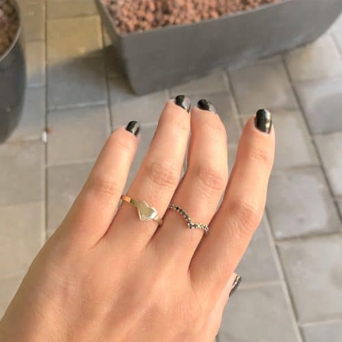 טבעת לב משובצת יהלום לבן