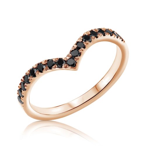 טבעת V משובצת יהלומים צפופים