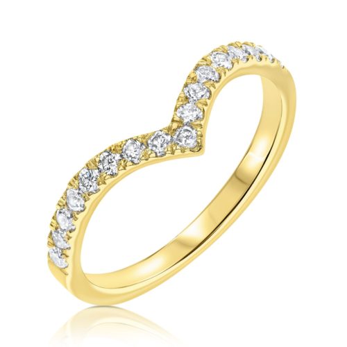 טבעת V משובצת יהלומים צפופים לבנים