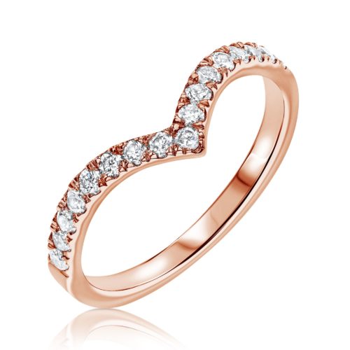 טבעת V משובצת יהלומים צפופים לבנים