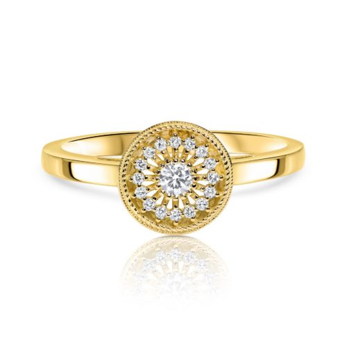 טבעת שמש מיוחדת משובצת יהלומים לבנים
