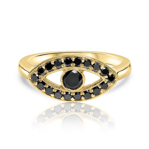 טבעת עין משובצת יהלומים שחורים