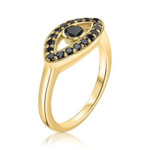 טבעת עין משובצת יהלומים שחורים
