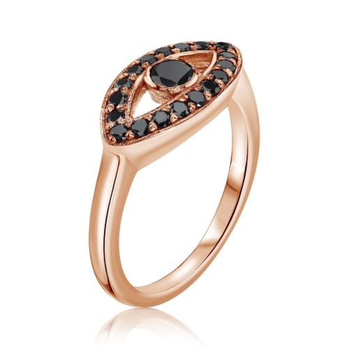 טבעת עין משובצת יהלומים שחורים