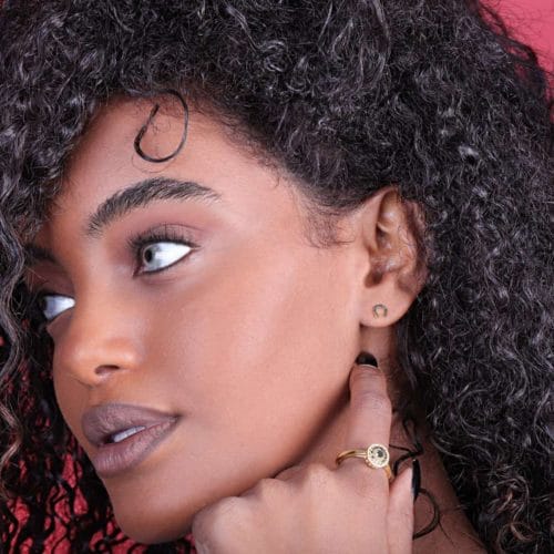 טבעת שמש מיוחדת משובצת יהלומים שחורים