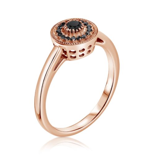 טבעת שמש מיוחדת משובצת יהלומים שחורים