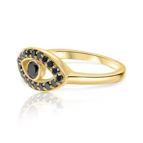 טבעת עין משובצת יהלומים שחורים