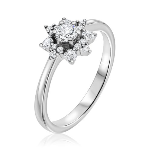 טבעת פרח משובצת יהלומים לבנים