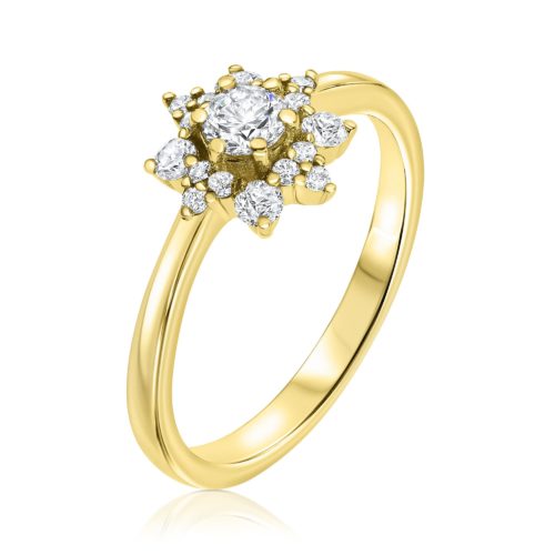 טבעת פרח משובצת יהלומים לבנים