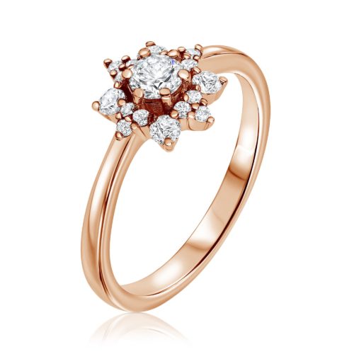 טבעת פרח משובצת יהלומים לבנים