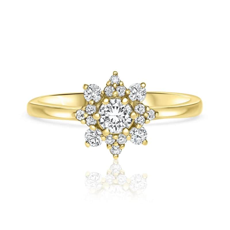 טבעת פרח משובצת יהלומים לבנים