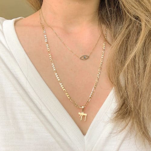 שרשרת גורמט מעוצבת עם תליון חי זהב 14 קארט