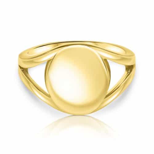 טבעת חותם אליפסה מעוצבת זהב 14 קארט