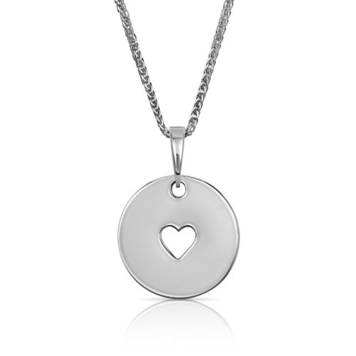 שרשרת עיגול זהב לב חלול עם חריטה‎