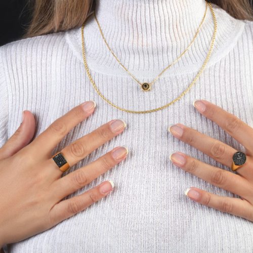 שרשרת שמש מיוחדת משובצת יהלומים שחורים