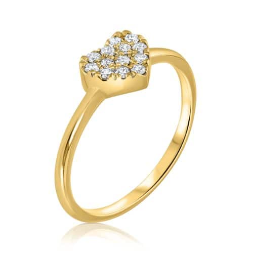 טבעת לב מכוסה יהלומים לבנים