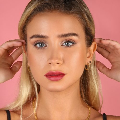 עגילי חישוק דאבל יהלומים שחורים