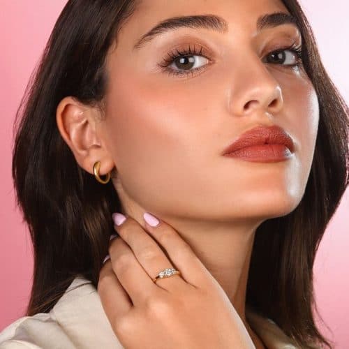 טבעת 3 יהלומים לבנים מושלמת