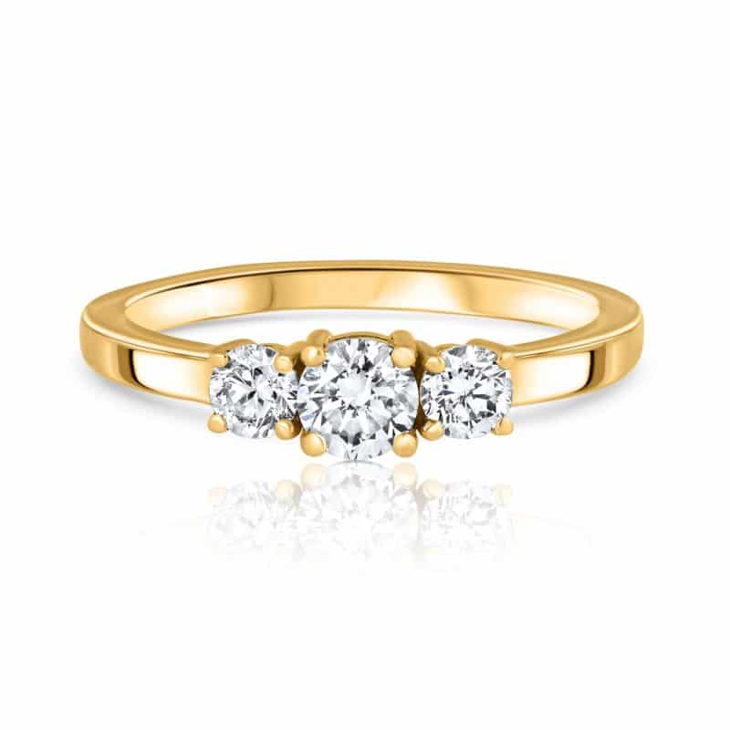 טבעת 3 יהלומים לבנים מושלמת