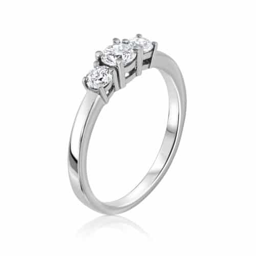 טבעת 3 יהלומים לבנים מושלמת