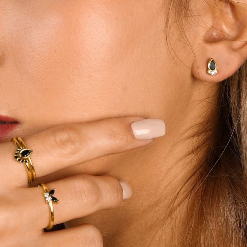 סט טבעות טיפה, טבעת פרפר ועגיל טיפה צמוד