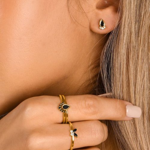 סט טבעות טיפה, טבעת פרפר ועגיל טיפה צמוד