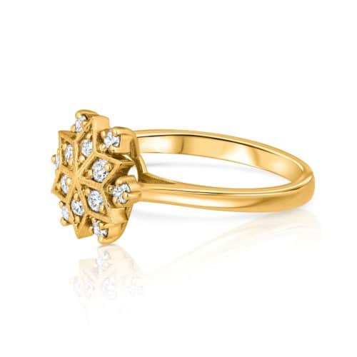 טבעת כוכב פרח מיוחד יהלומים לבנים