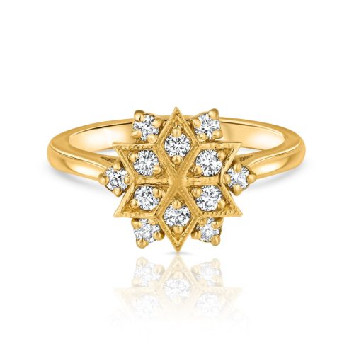 טבעת כוכב פרח מיוחד יהלומים לבנים