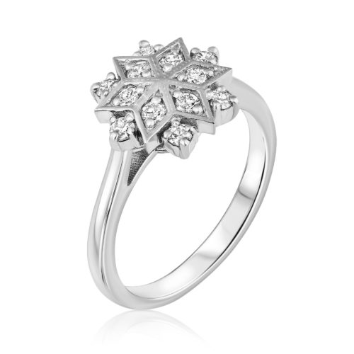 טבעת כוכב פרח מיוחד יהלומים לבנים