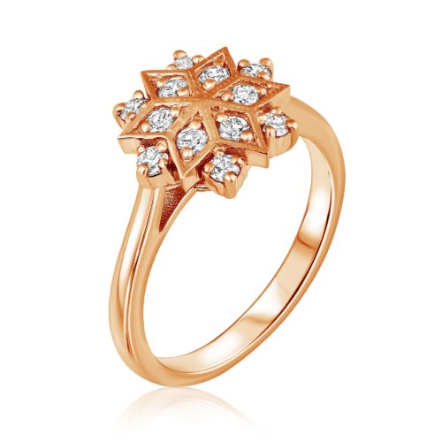 טבעת כוכב פרח מיוחד יהלומים לבנים