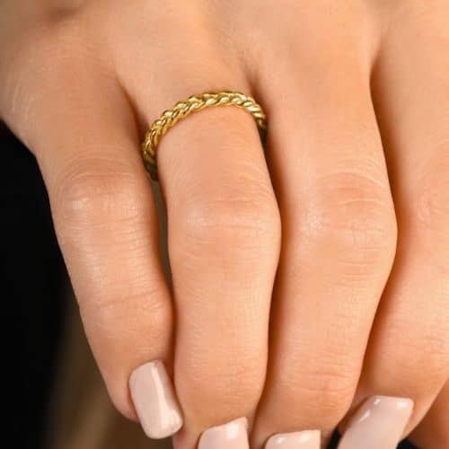 טבעת צמה מעוצבת זהב 14 קארט