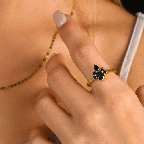 טבעת יהלומים שחורים בחיתוכים שונים