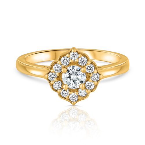 טבעת פרח וינטאג׳ יהלומים לבנים