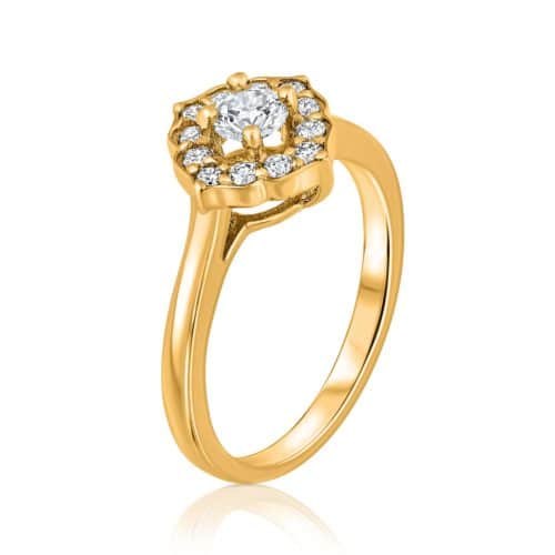 טבעת פרח וינטאג׳ יהלומים לבנים