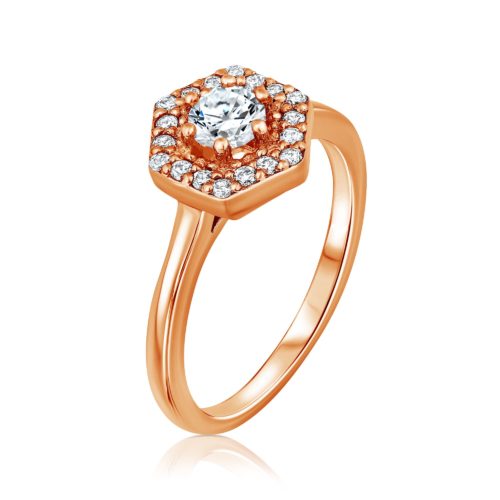 טבעת משושה וינטאג׳ יהלומים לבנים