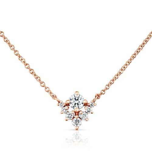 שרשרת מניפת משולש צמוד משובצים יהלומים לבנים