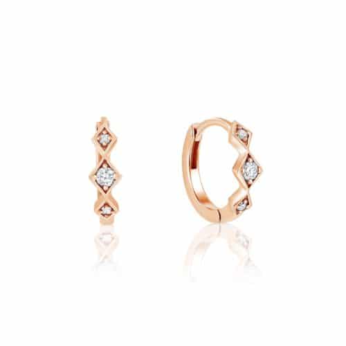 עגילי חישוק מעויינים יהלומים לבנים