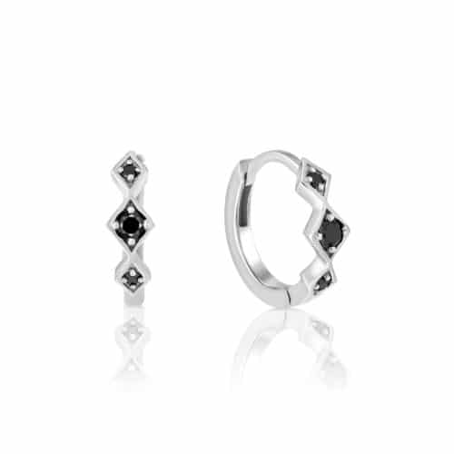 עגילי חישוק מעויינים יהלומים שחורים