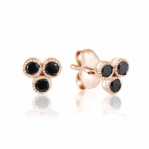 עגילי שלושה יהלומים שחורים