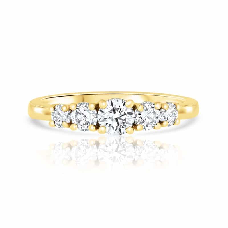 טבעת 5 יהלומים לבנים מושלמת 2