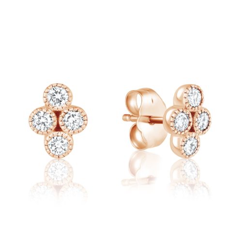 עגילי ארבעה יהלומים לבנים