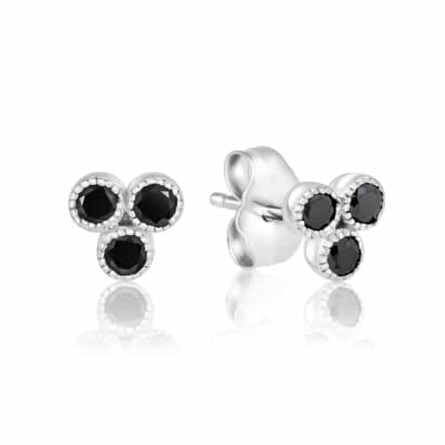 עגילי שלושה יהלומים שחורים