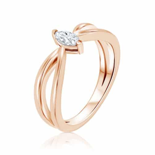 טבעת v פתוחה עם יהלום מרקיזה לבן