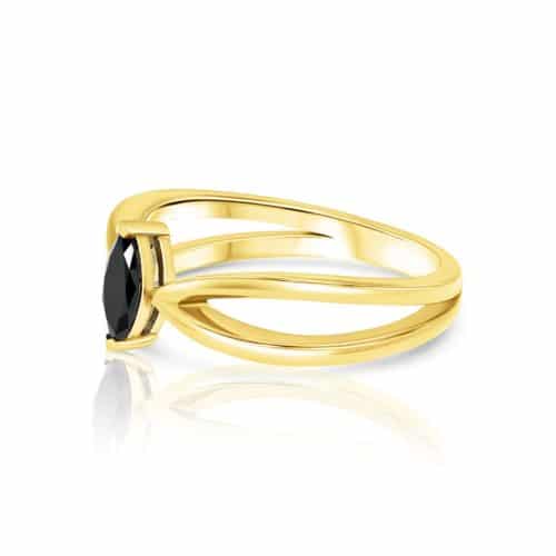 טבעת v פתוחה עם יהלום מרקיזה שחור