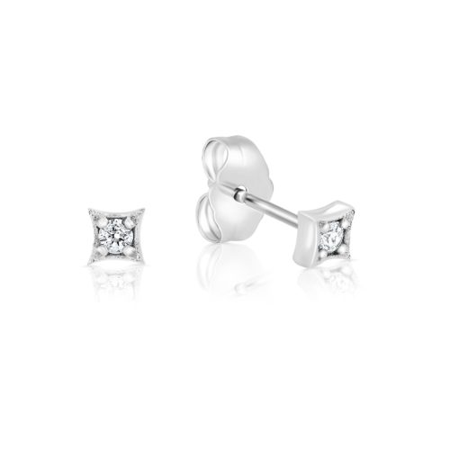 עגילי מעויין זהב עם יהלומים לבנים