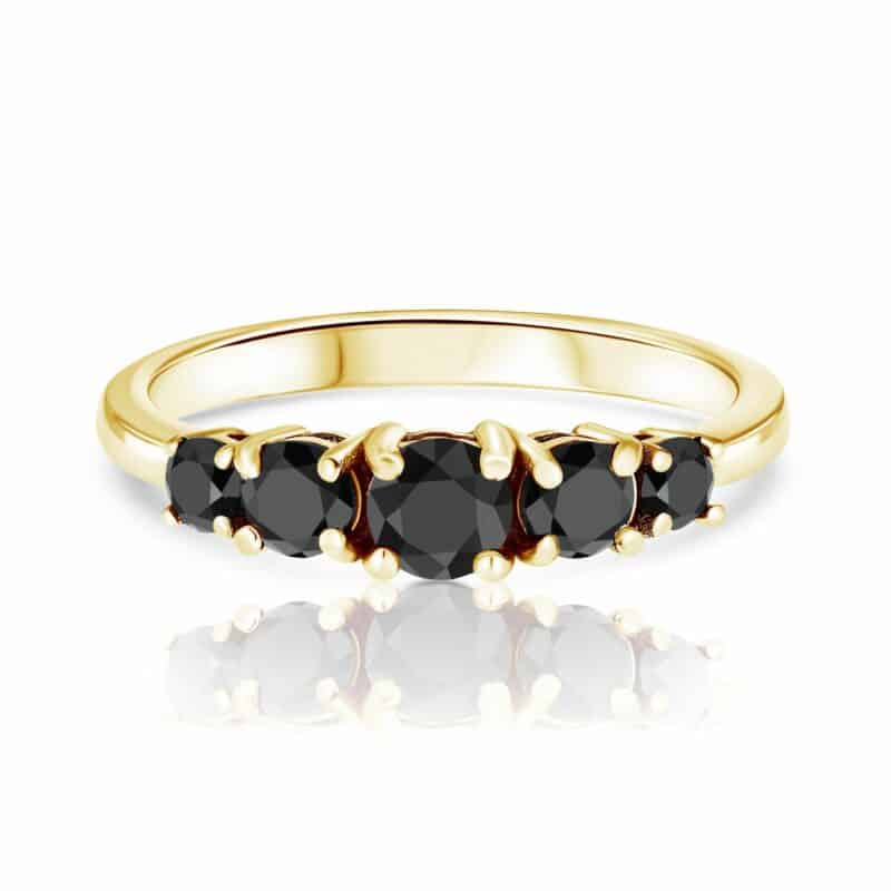 טבעת 5 יהלומים שחורים מושלמת